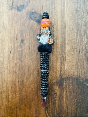 👻 New Halloween Bougie Ghost Beaded Black Pen with Orange Accent